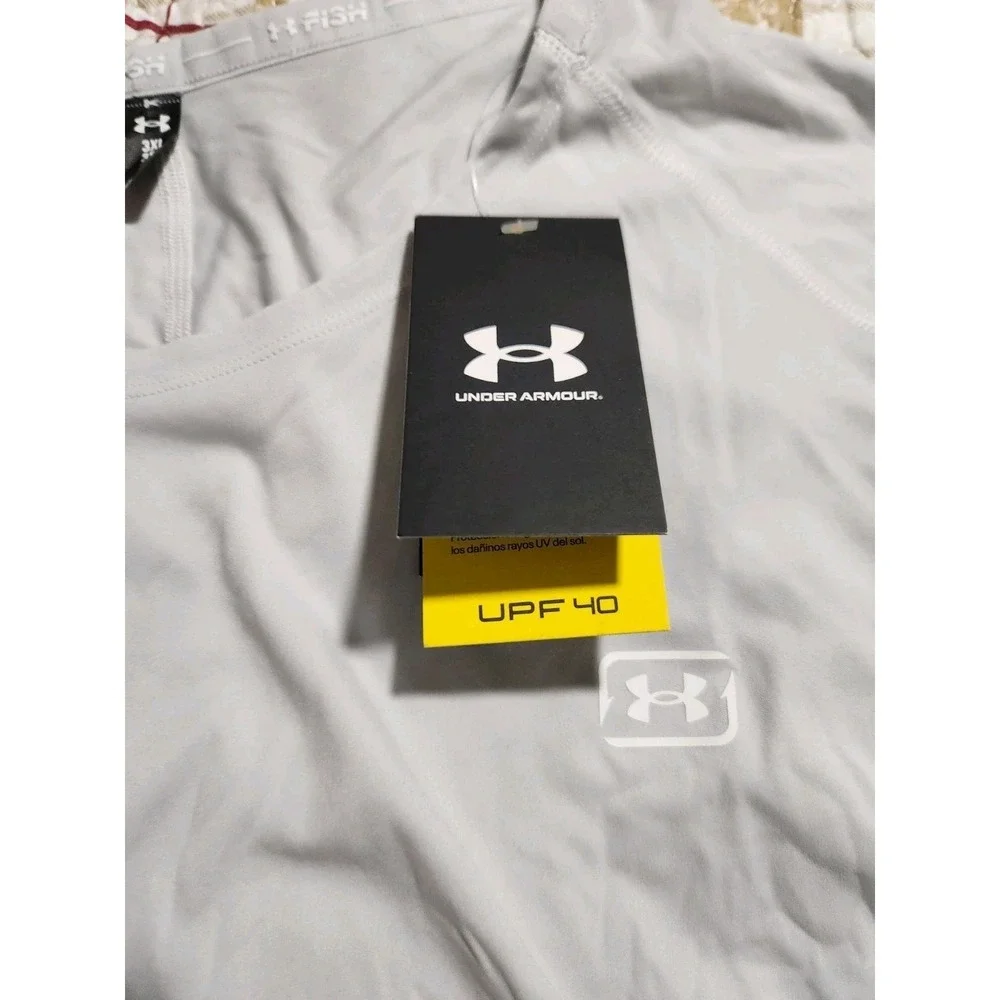 UNDER ARMOUR  Men's T-Shirt‎ Fish Elite Crew Long Sleeve UPF40 Gray Size 3XL